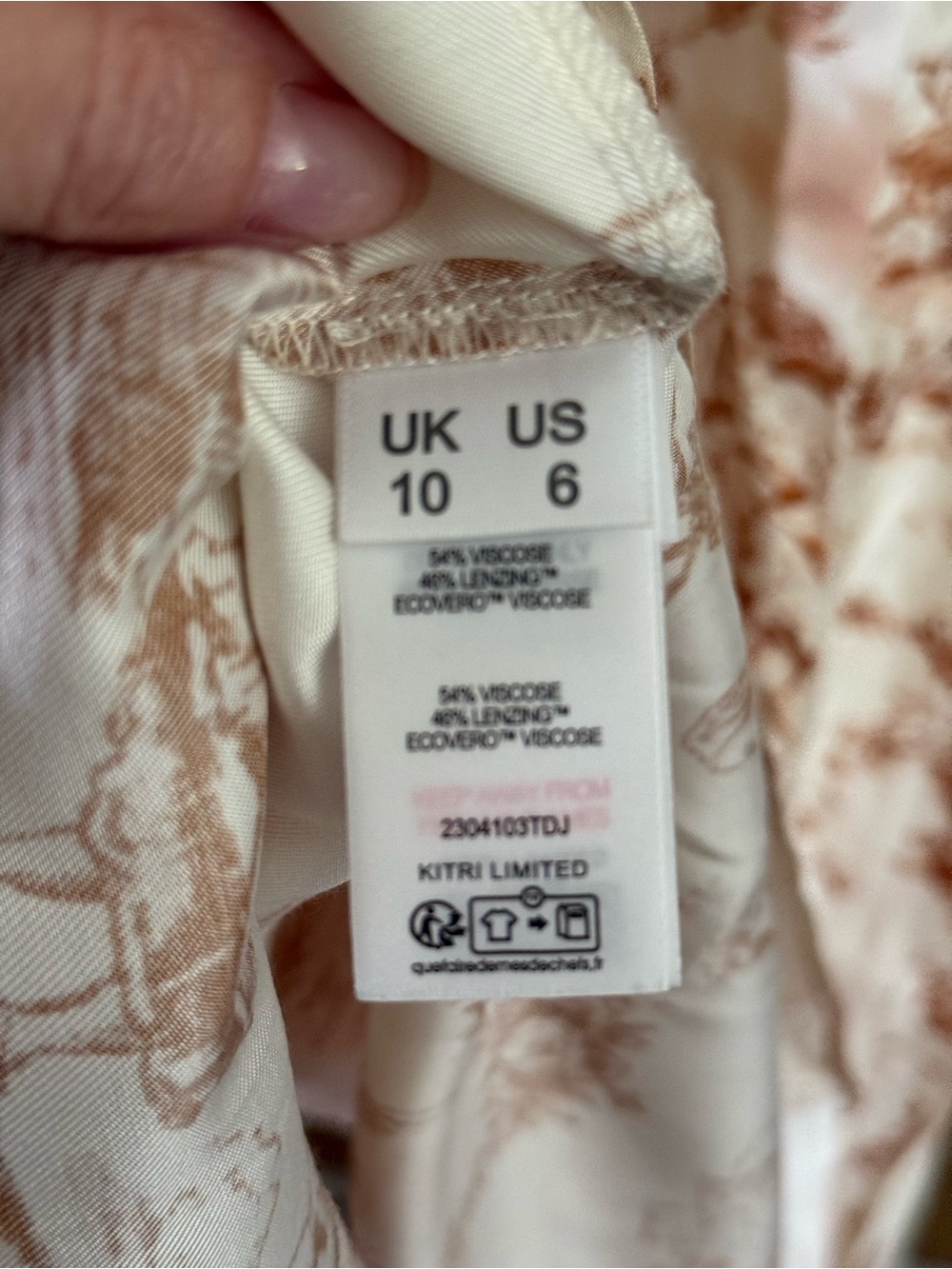 Cream & Brown Toile Inspired High-Low Ruffle Slip Dress - Picture 8 of 9